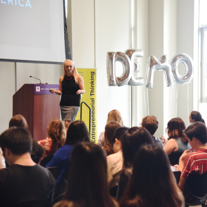 Photo of Govern For America founder pitching