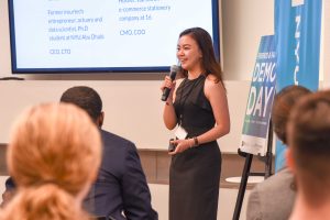 Photo of Friends and Family Demo Day, founder pitching