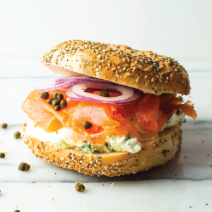 bagel with cream cheese and lox from Brooklyn Bagel