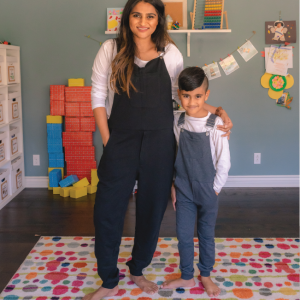 an adult woman and a child wearing Swoveralls