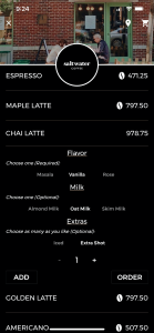 Screenshot of the coffee card app