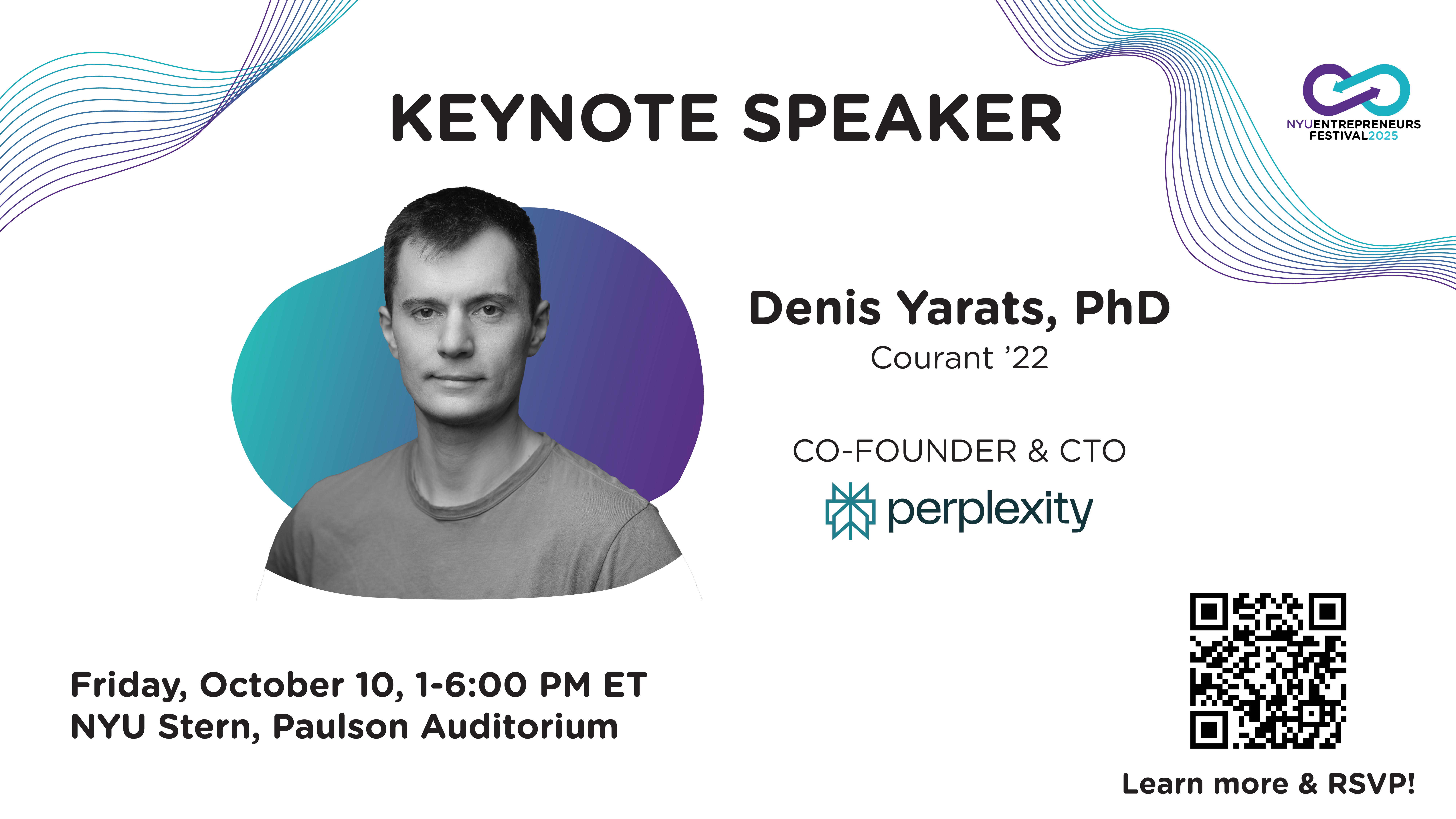 Photo of Denis Yarits, PhD (Courant, '22); Keynote for the NYU Entrepreneurs Festival