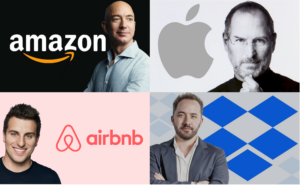Jeff Bezos, Steve Jobs, Brian Chesky & Drew Huston